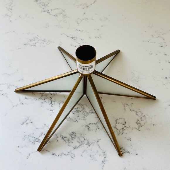 Crate&barrel Brass Star Taper Candle Holder - Picture 8 of 11